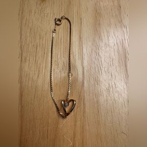 Gold-Tone Open Heart Bracelet with Clear Stone Accent